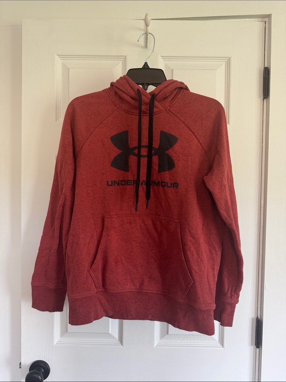 Under Armour Men’s Red Pullover Style Hoodie with Black Logo